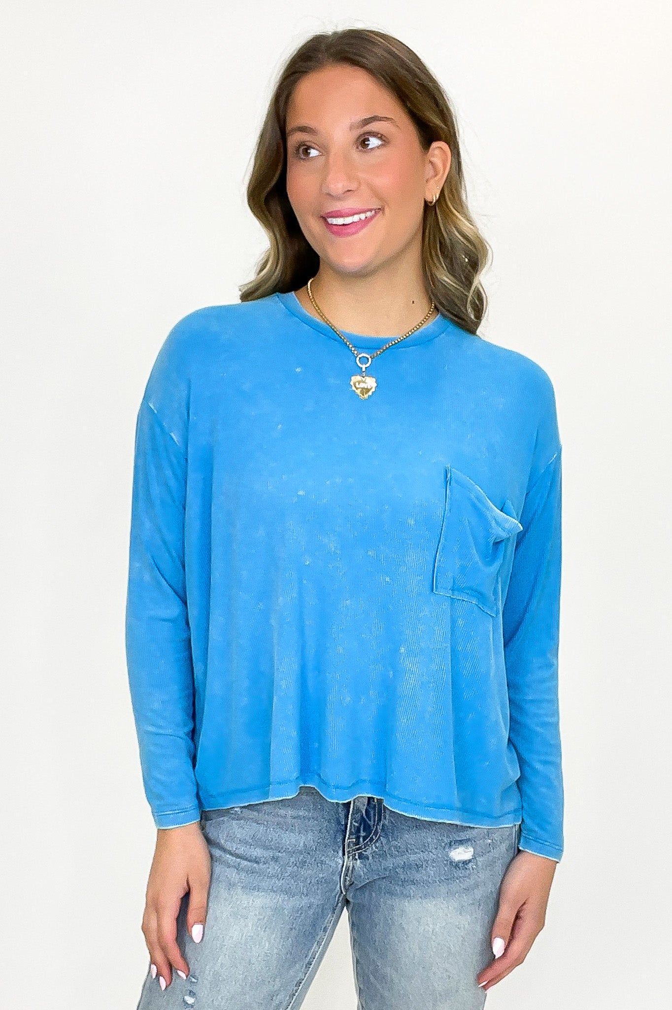 Caliana Washed Dolman Sleeve Pocket Top - BACK IN STOCK
