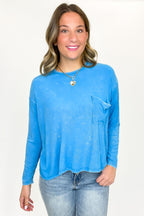 Deep Sky / SM Caliana Washed Dolman Sleeve Pocket Top - Madison and Mallory