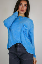 Caliana Washed Dolman Sleeve Pocket Top