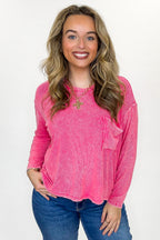 Caliana Washed Dolman Sleeve Pocket Top - BACK IN STOCK