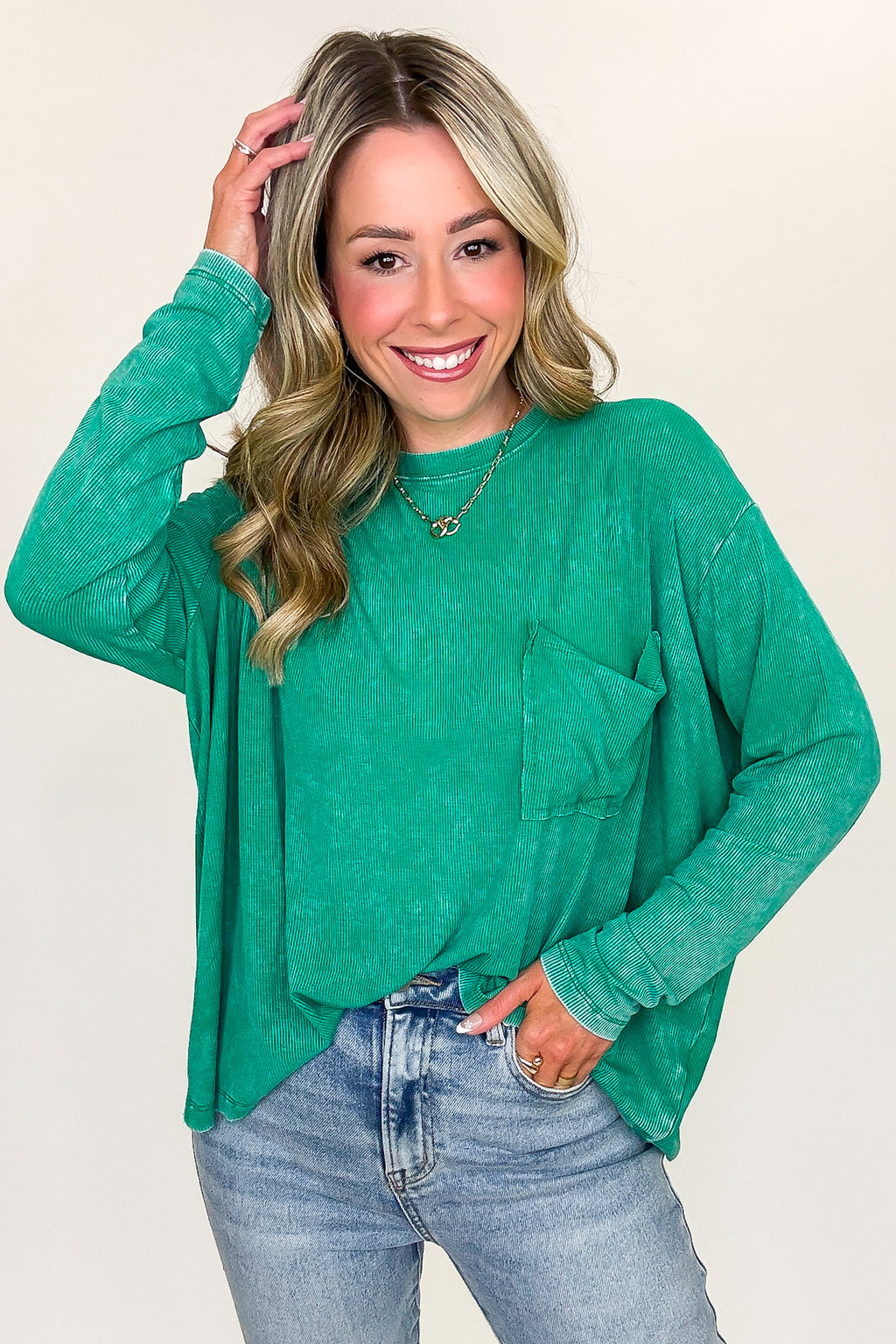 Caliana Washed Dolman Sleeve Pocket Top - BACK IN STOCK - Madison and Mallory