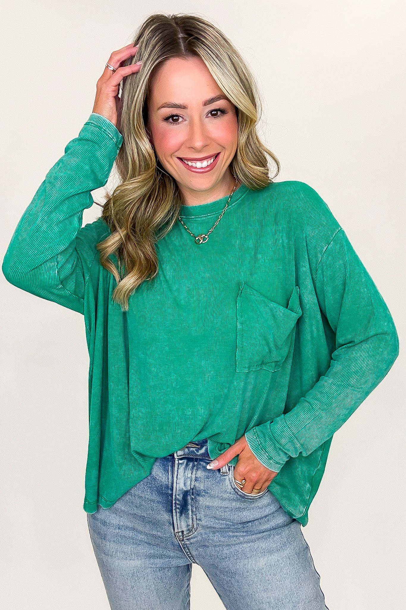 Caliana Washed Dolman Sleeve Pocket Top - BACK IN STOCK - Madison and Mallory