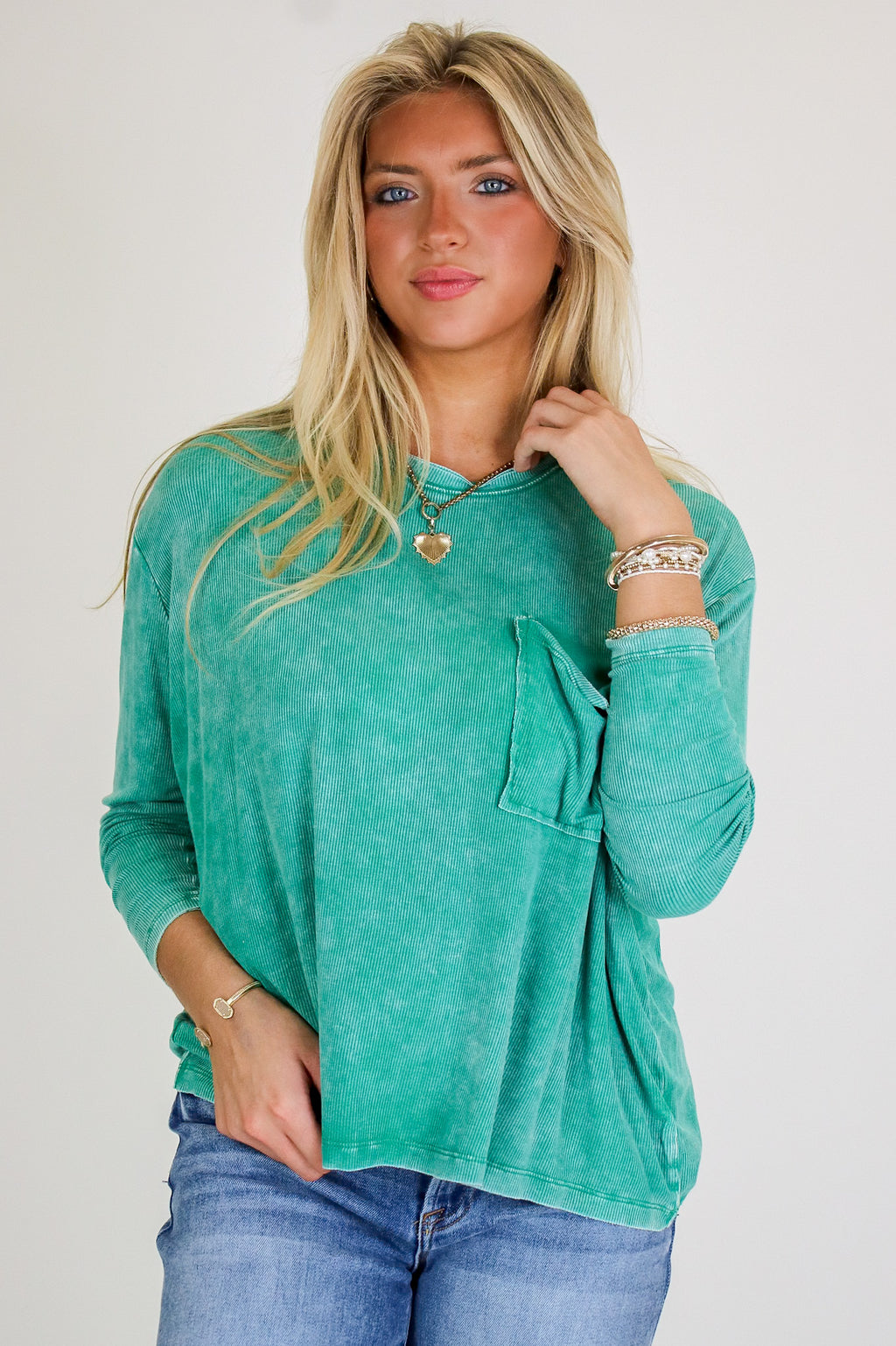 Caliana Washed Dolman Sleeve Pocket Top