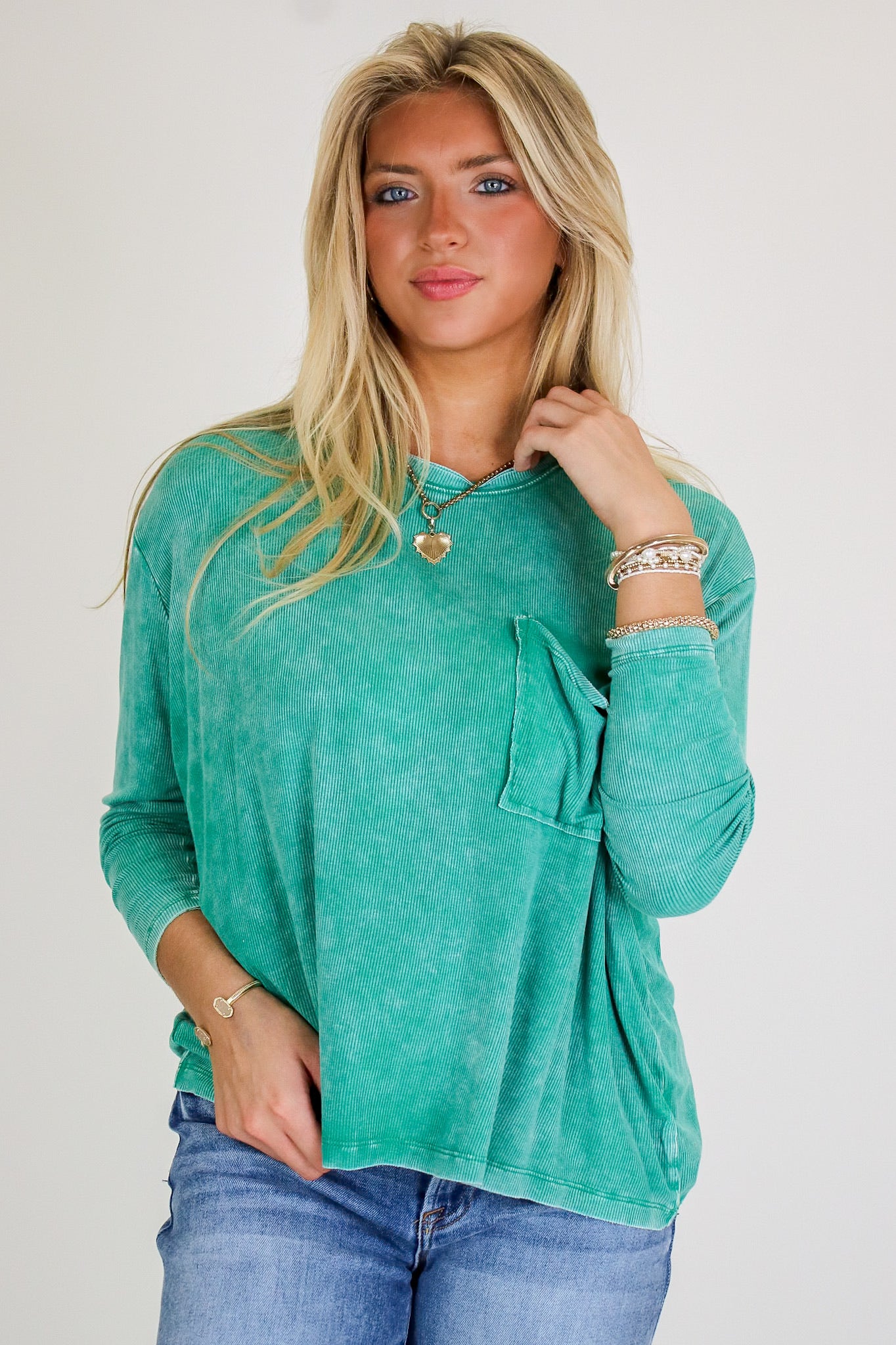 Caliana Washed Dolman Sleeve Pocket Top
