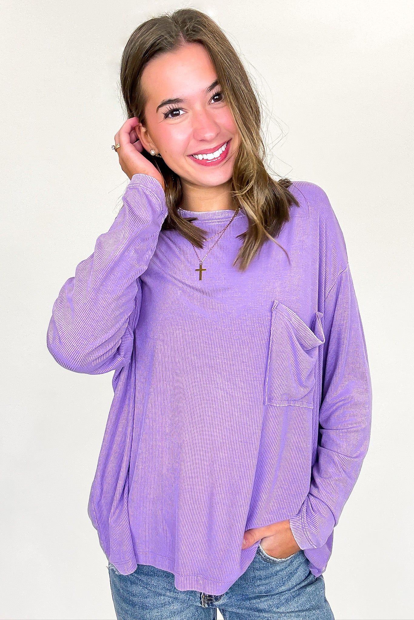 Caliana Washed Dolman Sleeve Pocket Top - BACK IN STOCK