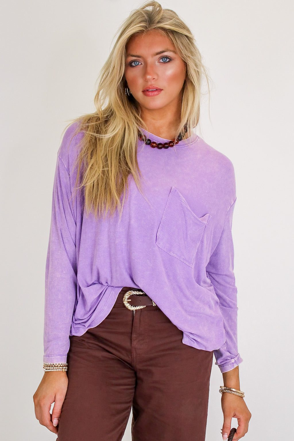 Caliana Washed Dolman Sleeve Pocket Top