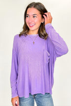 Lavender / SM Caliana Washed Dolman Sleeve Pocket Top - Madison and Mallory