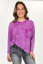 Light Plum / SM Caliana Washed Dolman Sleeve Pocket Top - Madison and Mallory