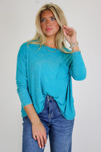 Caliana Washed Dolman Sleeve Pocket Top