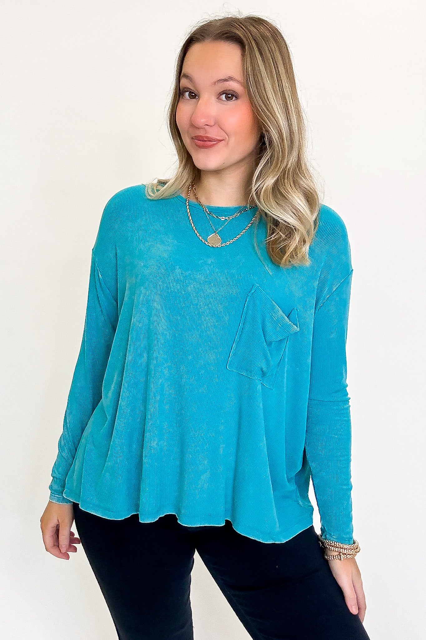 Caliana Washed Dolman Sleeve Pocket Top - BACK IN STOCK