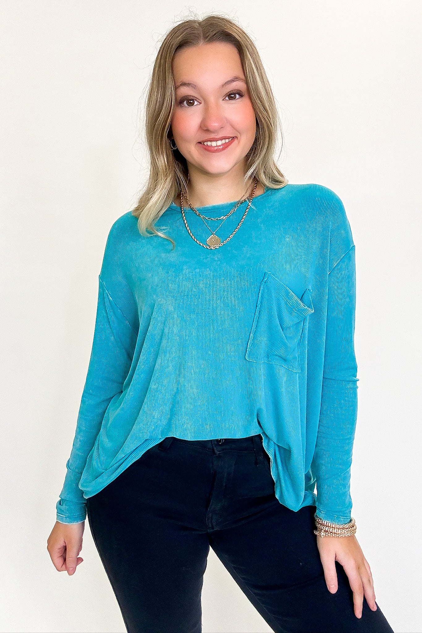 Caliana Washed Dolman Sleeve Pocket Top - BACK IN STOCK - Madison and Mallory