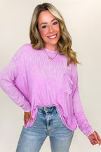 Mauve / SM Caliana Washed Dolman Sleeve Pocket Top - Madison and Mallory