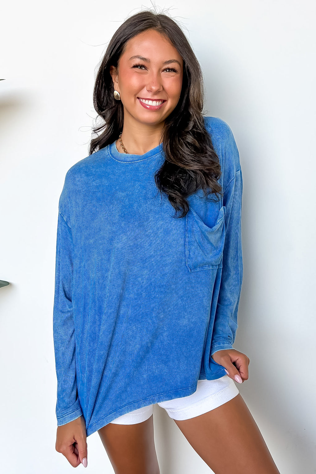Caliana Washed Dolman Sleeve Pocket Top