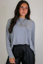 Caliana Washed Dolman Sleeve Pocket Top