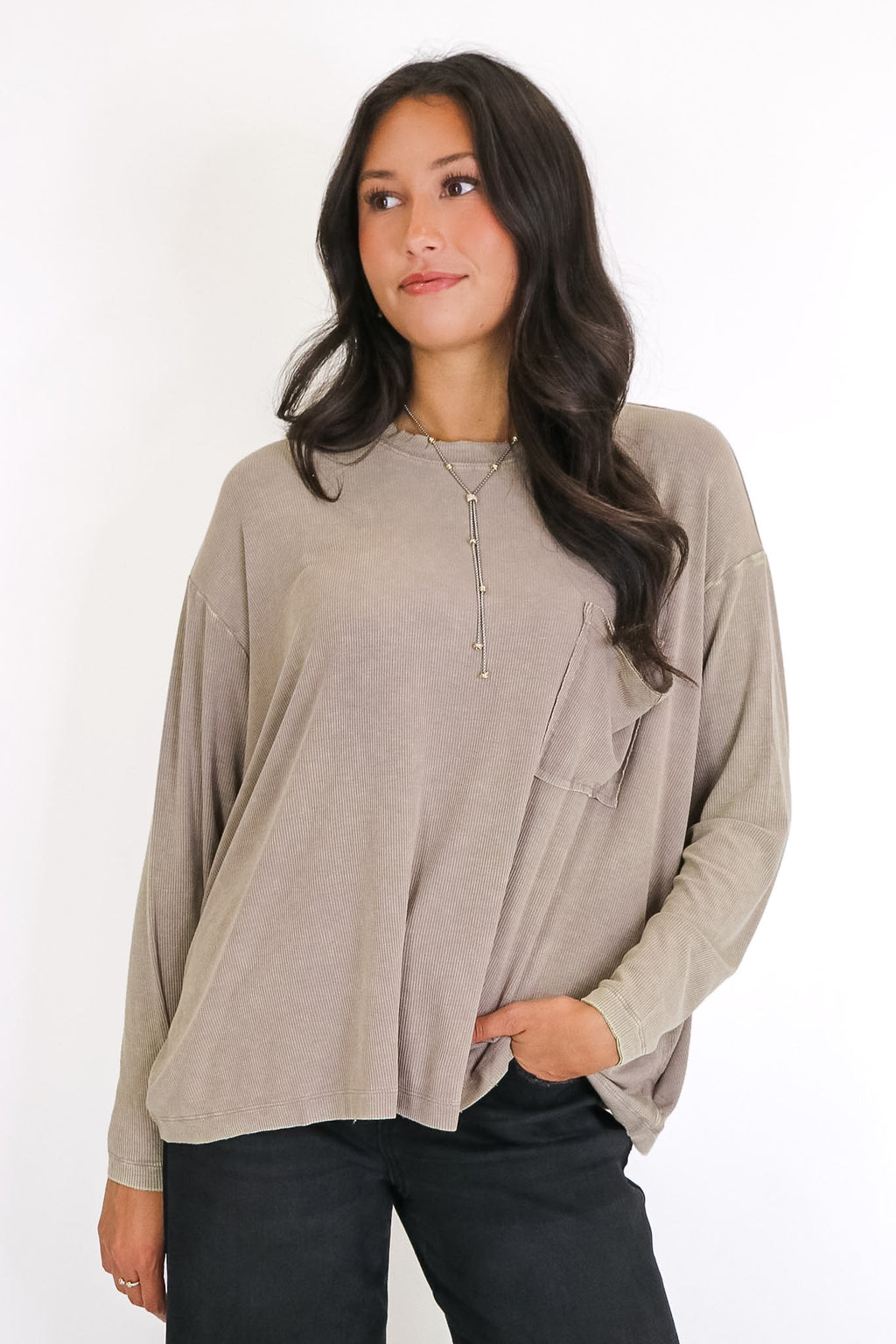 Caliana Washed Dolman Sleeve Pocket Top - Madison and Mallory