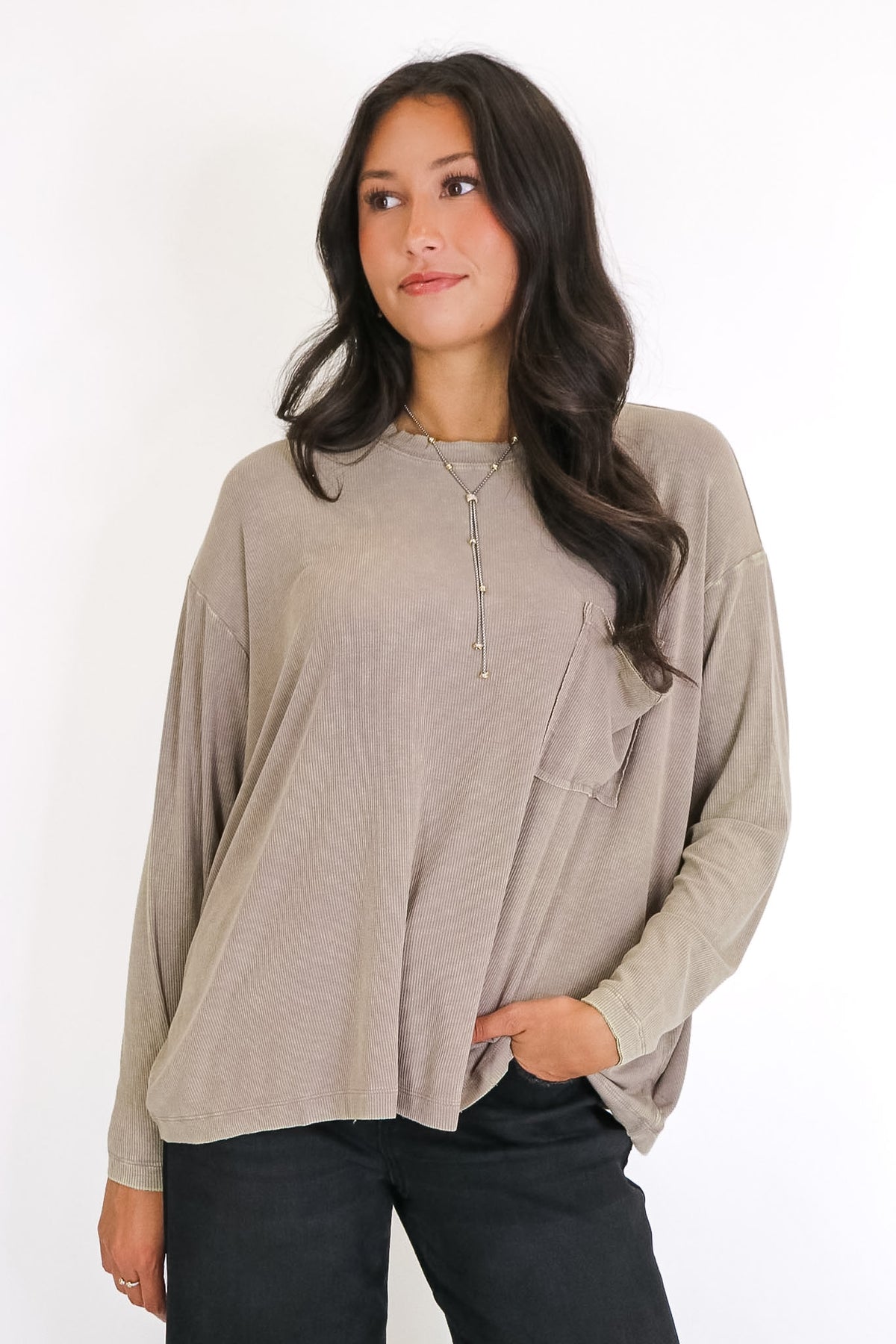 Caliana Washed Dolman Sleeve Pocket Top - Madison and Mallory
