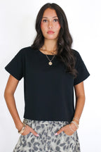 Black / S Calla Relaxed Crewneck Tee - Madison and Mallory