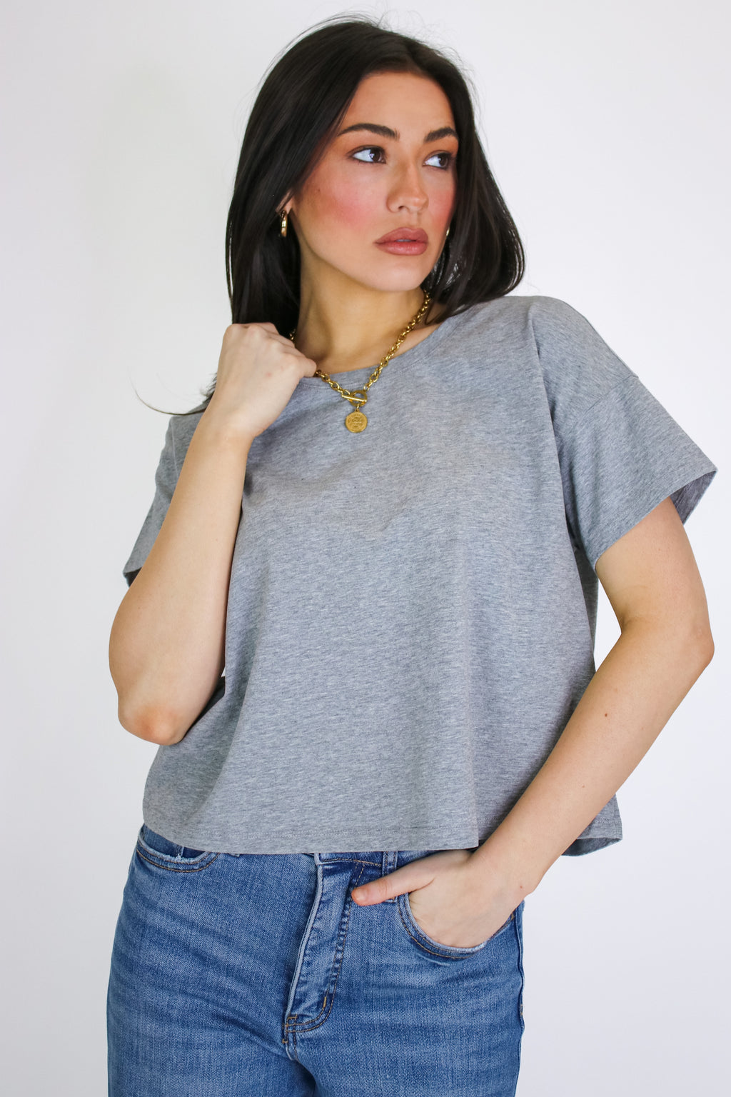 Heather Gray / S Calla Relaxed Crewneck Tee - Madison and Mallory