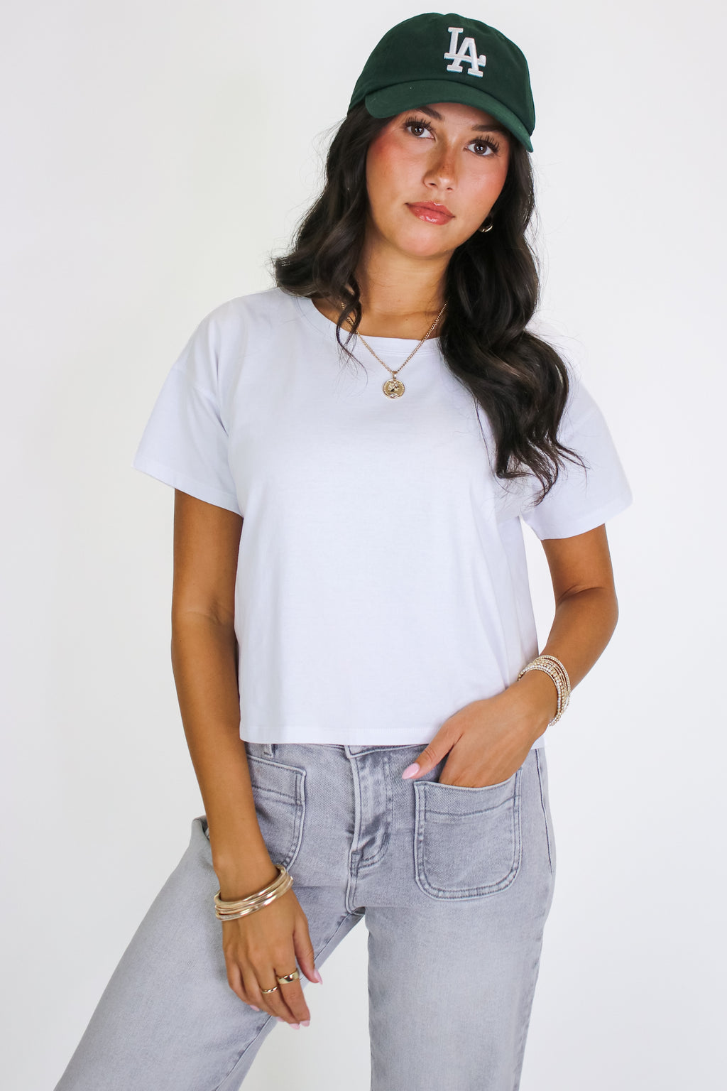 White / S Calla Relaxed Crewneck Tee - Madison and Mallory