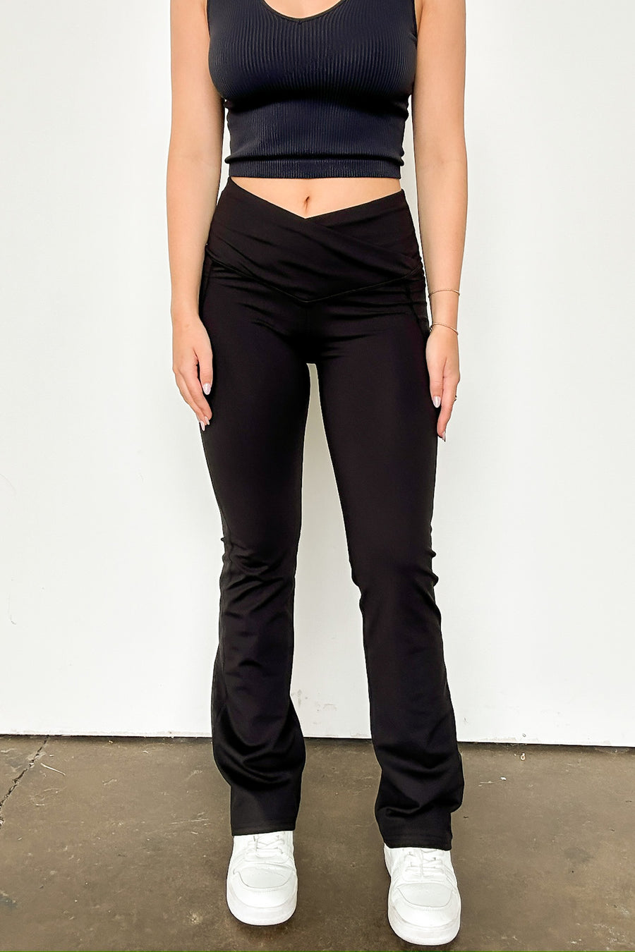  Calle Crossover Waistband Flare Leggings - Madison and Mallory