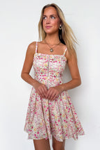 Camellia Kiss Ladder Lace Floral Dipped Waist Dress - Madison and Mallory