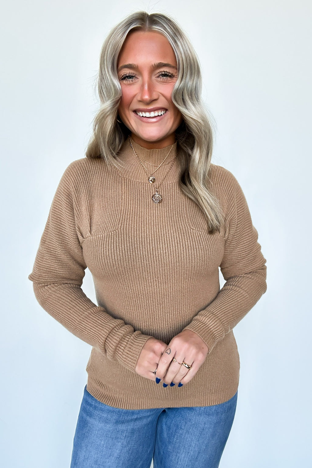 Camie Ribbed Mock Neck Sweater - FINAL SALE - Madison and Mallory