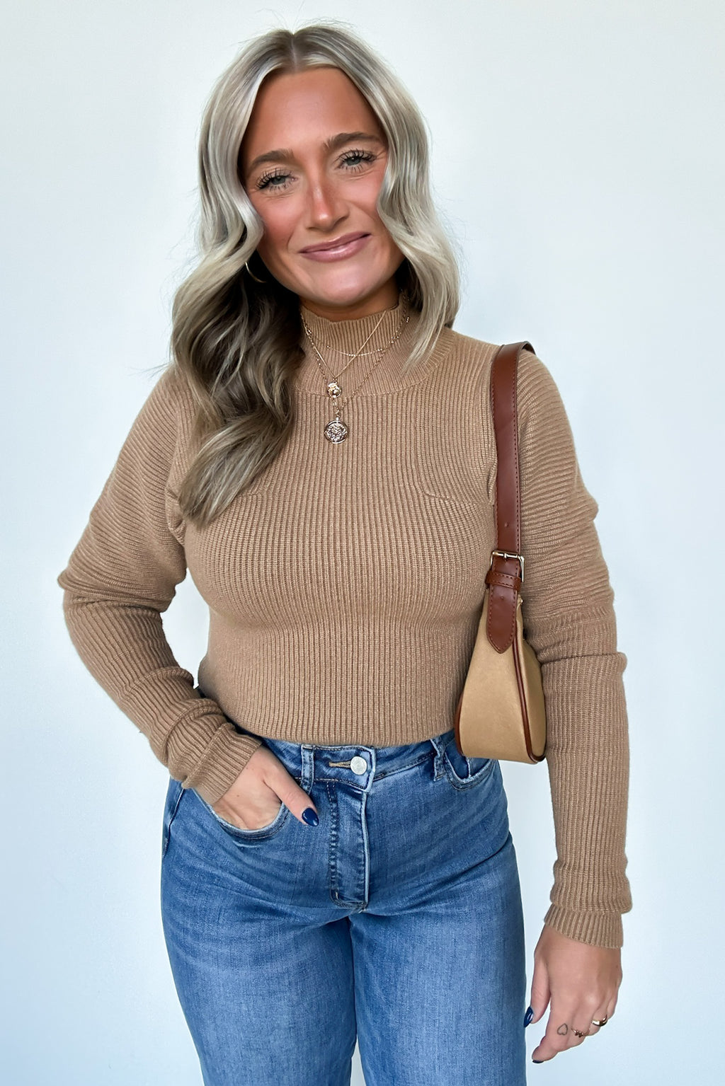 Camie Ribbed Mock Neck Sweater - FINAL SALE - Madison and Mallory