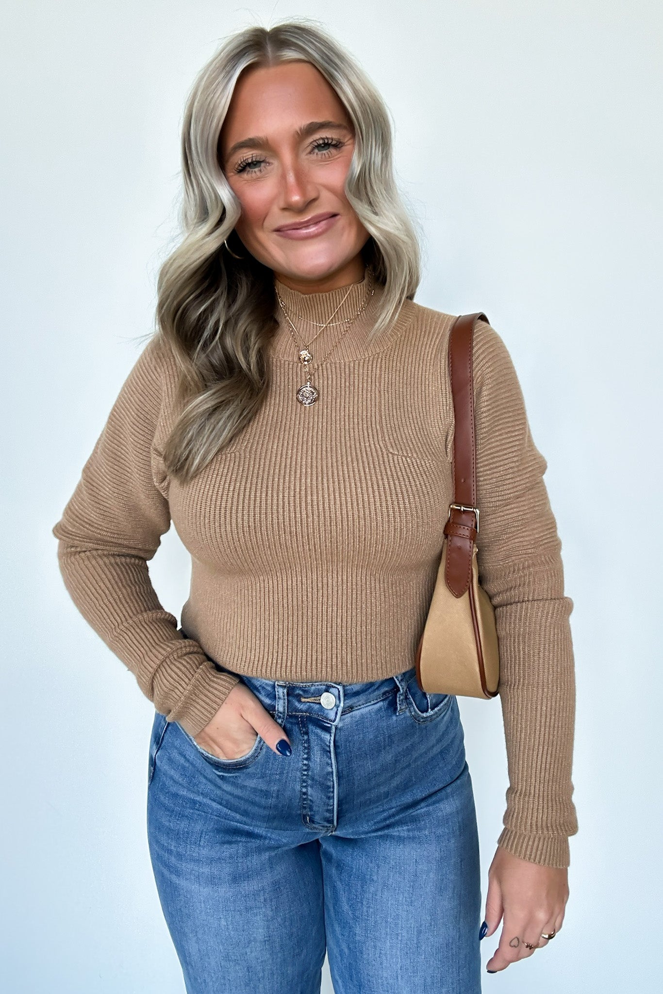  Camie Ribbed Mock Neck Sweater - Madison and Mallory