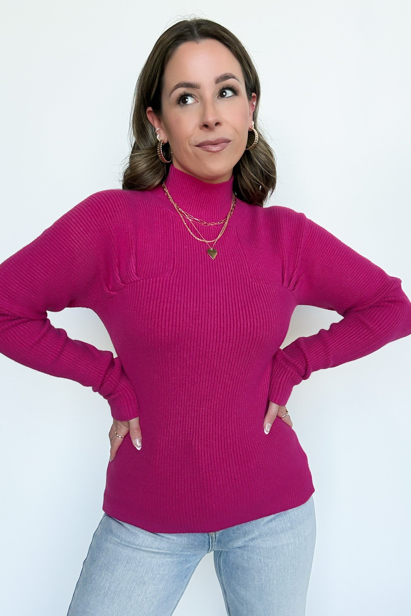  Camie Ribbed Mock Neck Sweater - Madison and Mallory