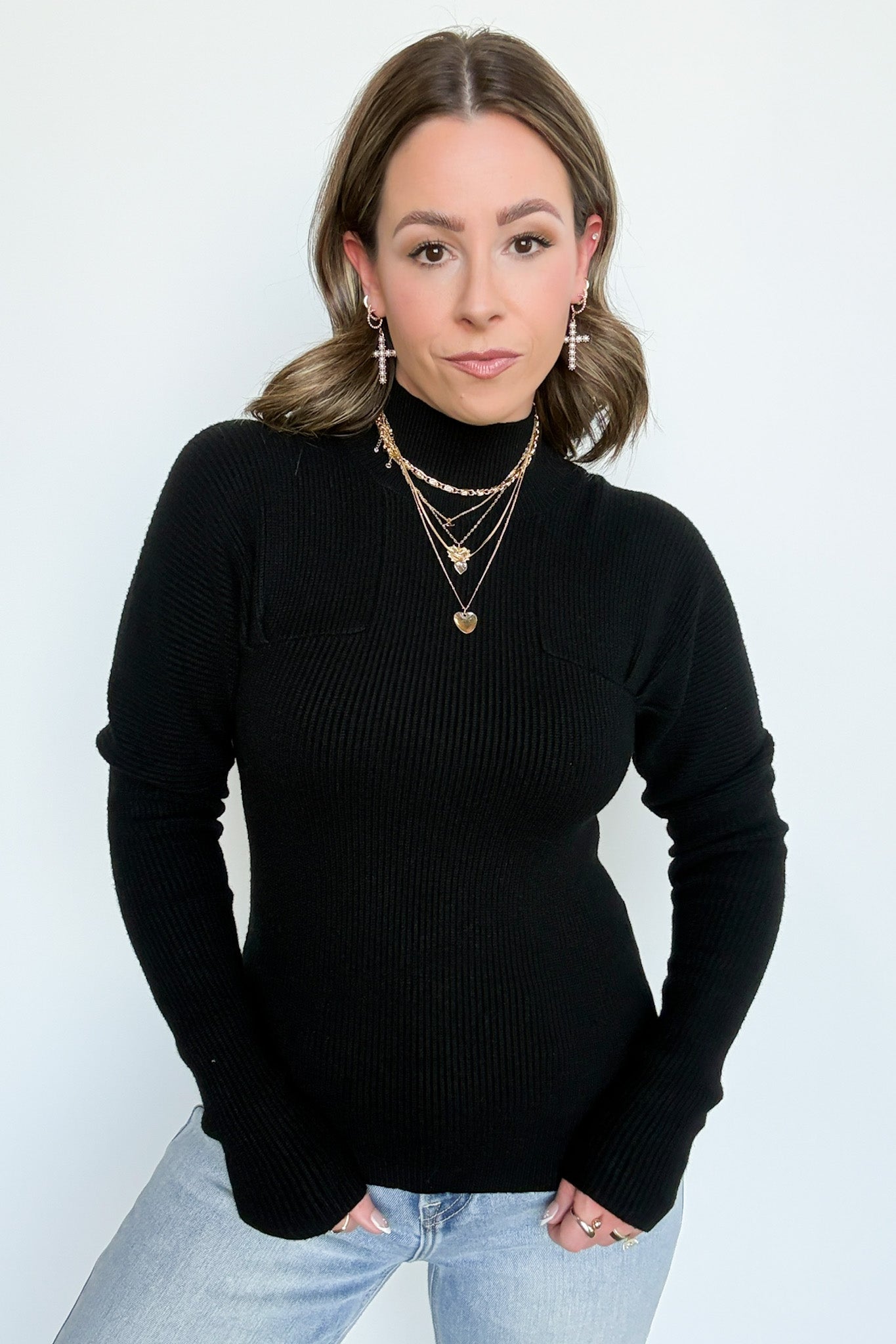 Camie Ribbed Mock Neck Sweater - FINAL SALE - Madison and Mallory