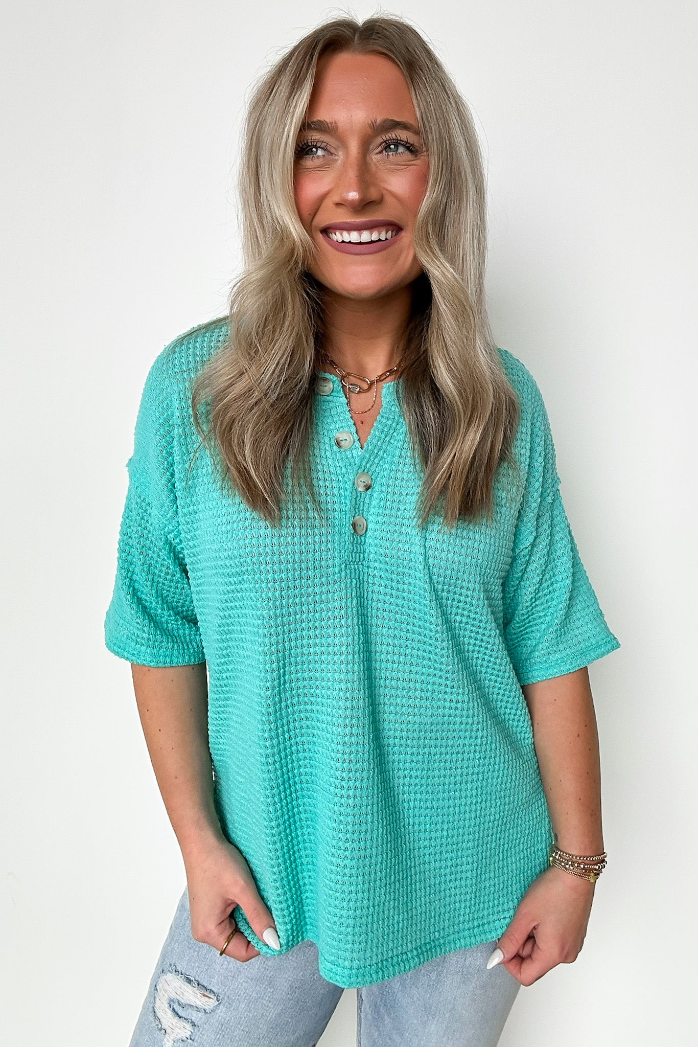 Spearmint / S Camryn V-Neck Relaxed Top - BACK IN STOCK - Madison and Mallory