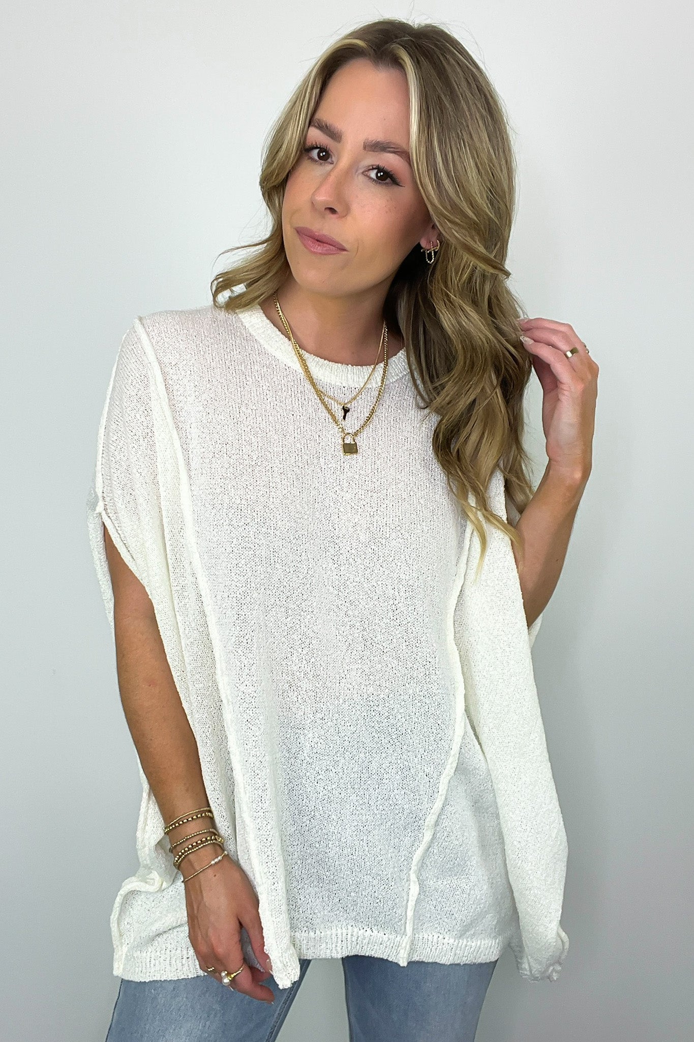  Candice Drop Shoulder Exposed Seam Sweater - BACK IN STOCK - Madison and Mallory