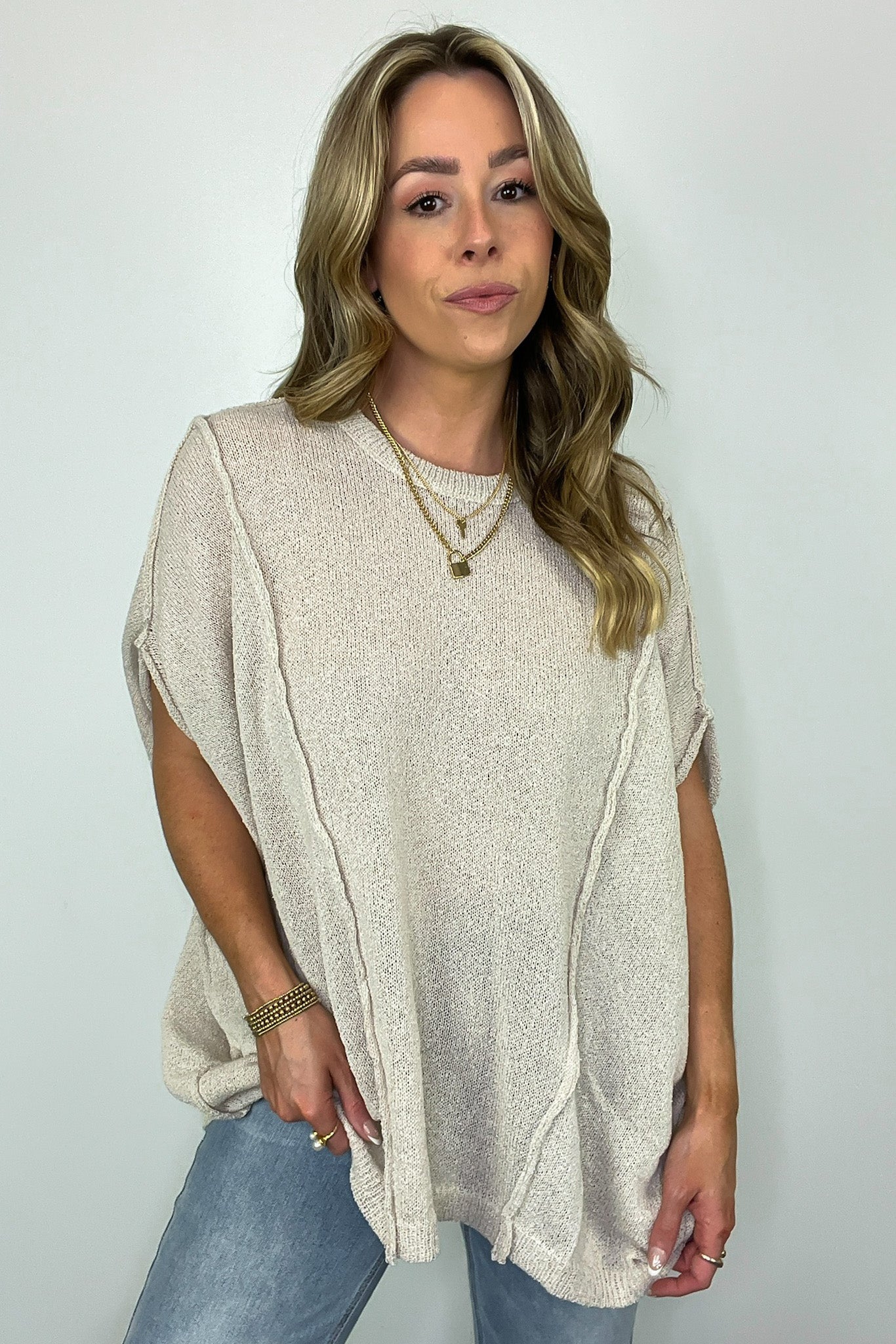  Candice Drop Shoulder Exposed Seam Sweater - BACK IN STOCK - Madison and Mallory
