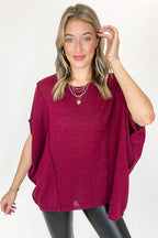 Cabernet / SM Candice Drop Shoulder Exposed Seam Sweater - Madison and Mallory