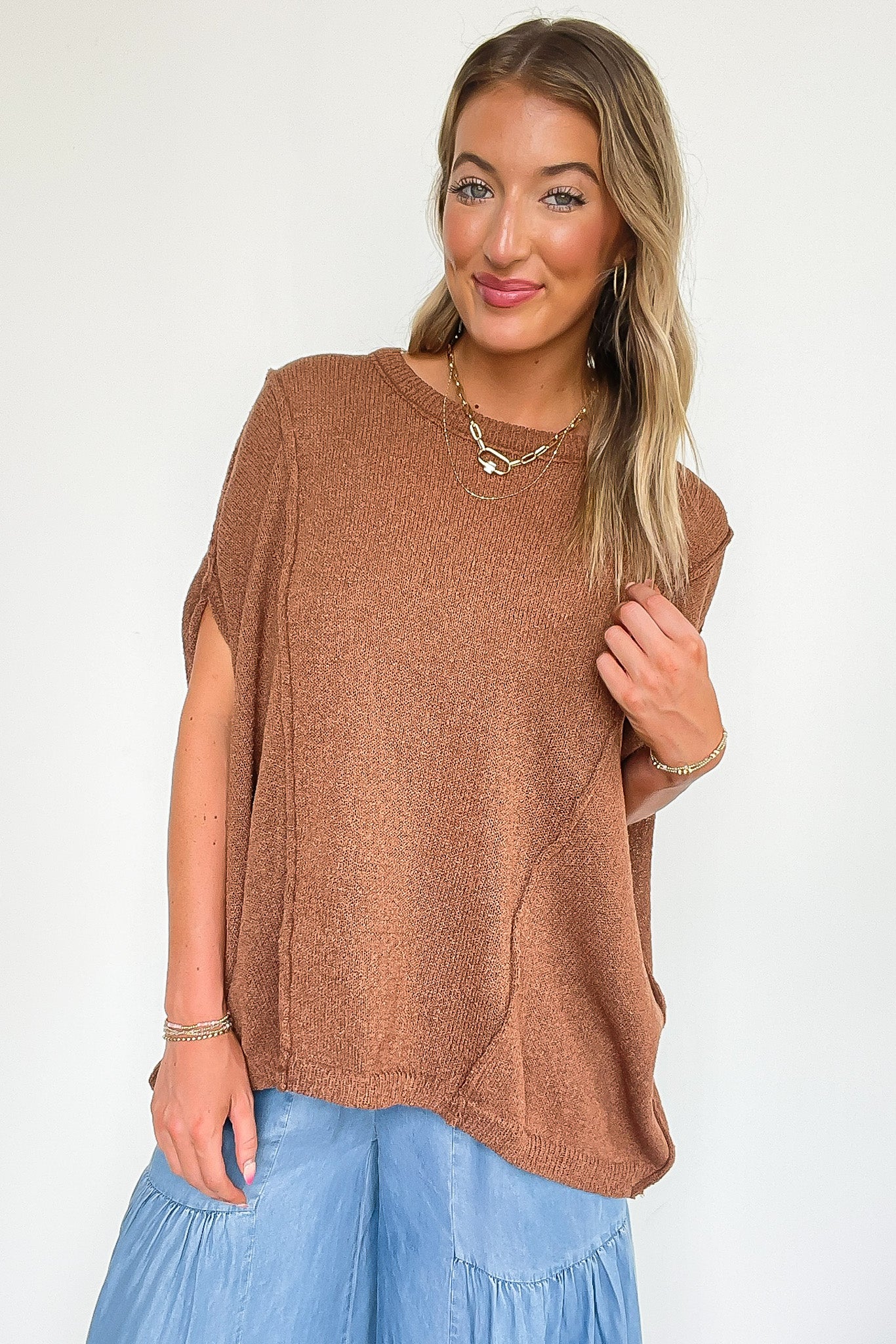 Candice Drop Shoulder Exposed Seam Sweater - BACK IN STOCK