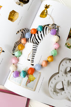 Candy Glow Multicolor Oversized Faceted Pastel Bead Necklace - Madison and Mallory