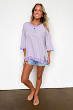 Candy Stripe Lettuce Edge Short Sleeve Sweatshirt Top - Madison and Mallory