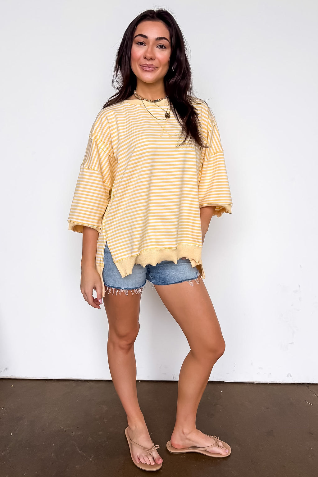 Candy Stripe Lettuce Edge Short Sleeve Sweatshirt Top - Madison and Mallory