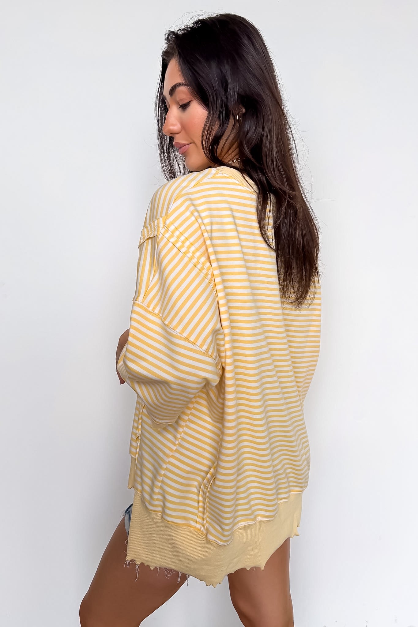 Candy Stripe Lettuce Edge Short Sleeve Sweatshirt Top - Madison and Mallory