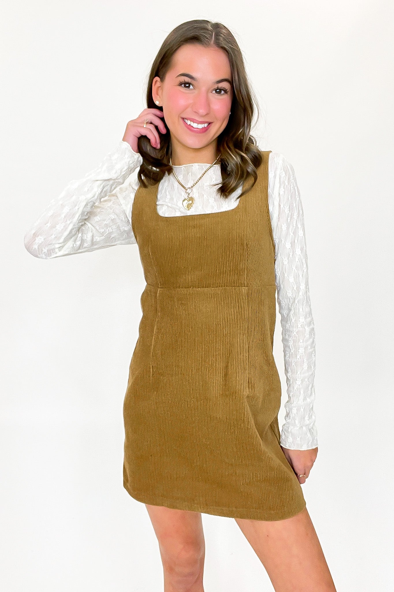 Canyon Trail Corduroy Square Neck Jumper Dress - Madison and Mallory