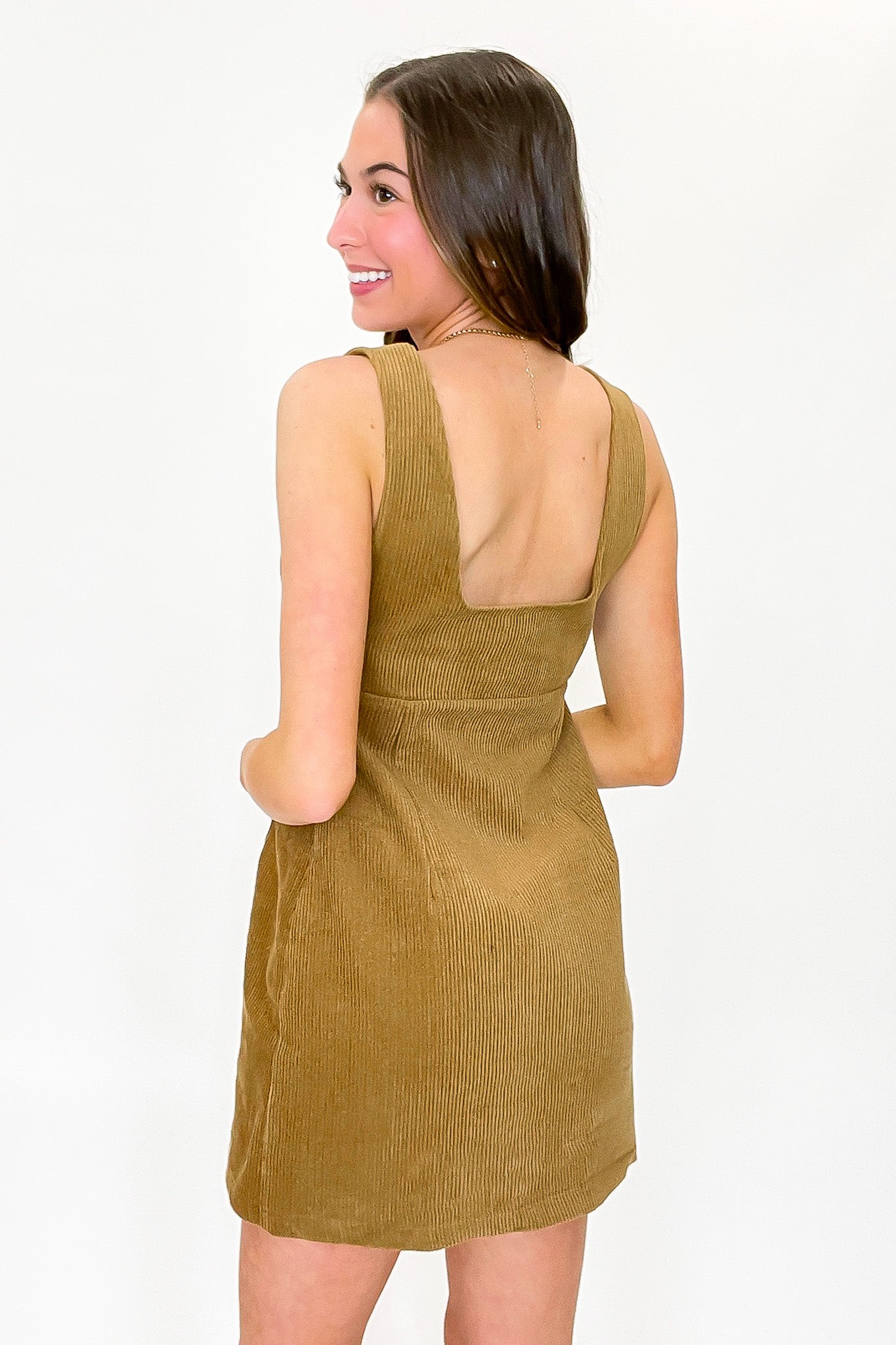 Canyon Trail Corduroy Square Neck Jumper Dress - Madison and Mallory