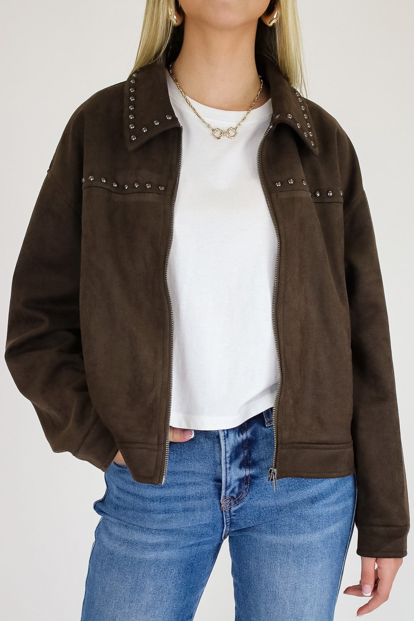 Canyon Ridge Studded Faux Suede Jacket