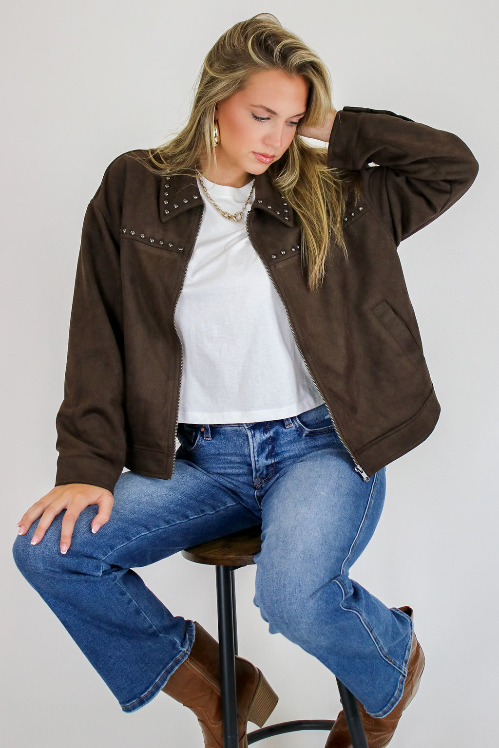Canyon Ridge Studded Faux Suede Jacket
