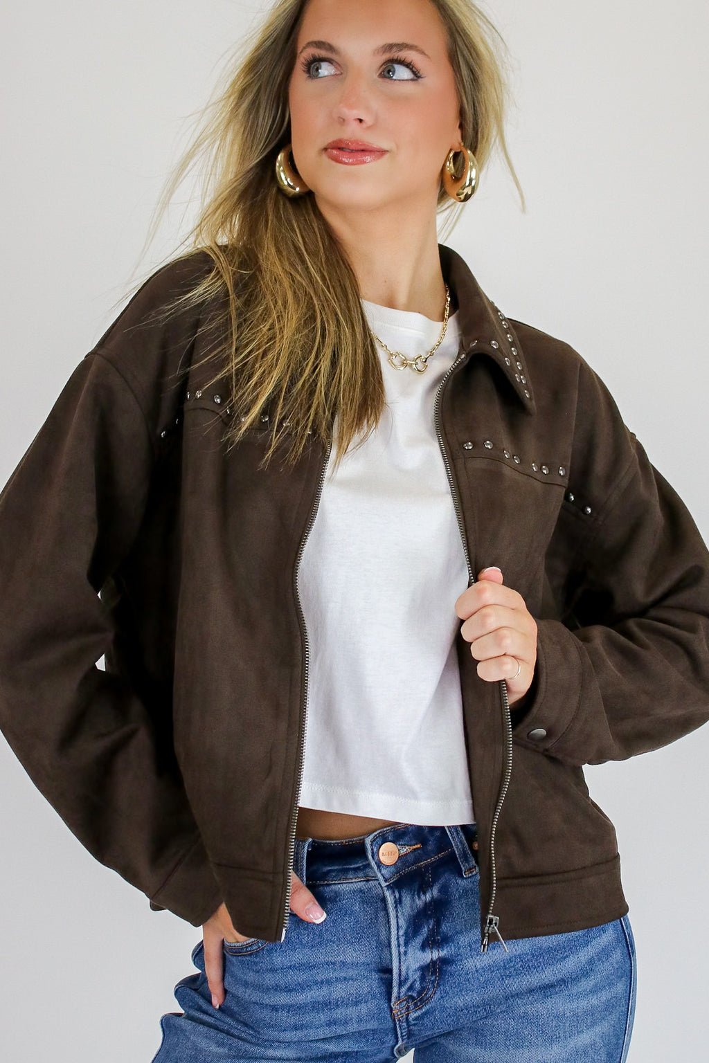 Canyon Ridge Studded Faux Suede Jacket