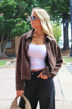 Canyon Ridge Studded Faux Suede Jacket - Madison and Mallory