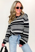 Black Cream / S Canyon Striped Knit Sweater - FINAL SALE - Madison and Mallory