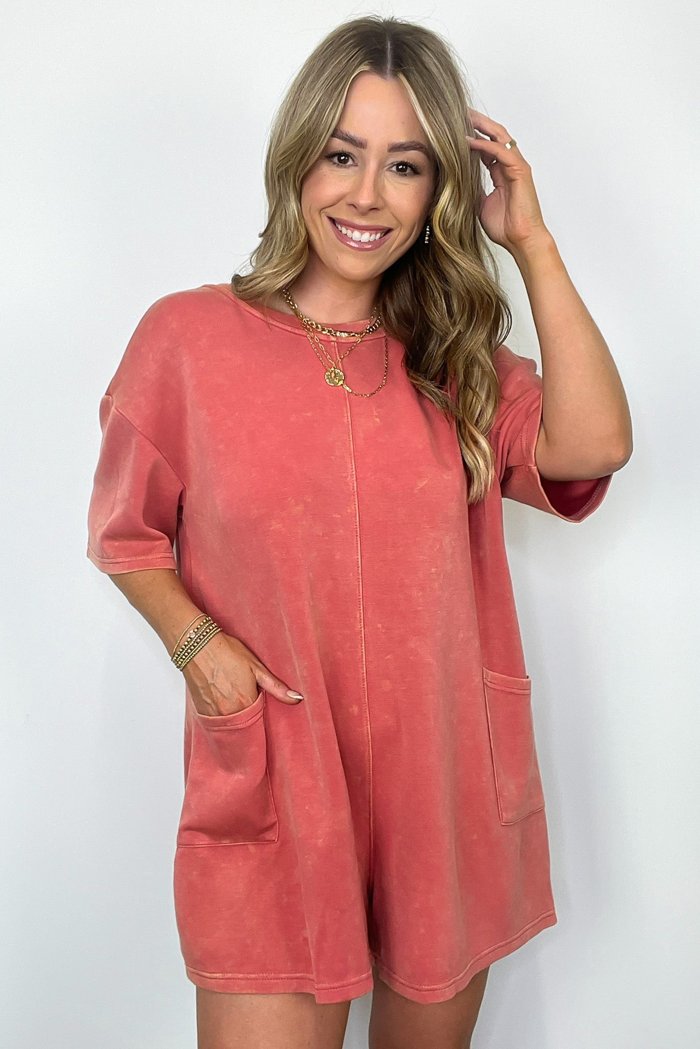  Capriana Mineral Wash Pocket Relaxed Romper - Madison and Mallory