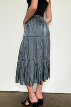 Captivating Delight Tiered Crinkle Shimmer Satin Skirt - FINAL SALE - Madison and Mallory