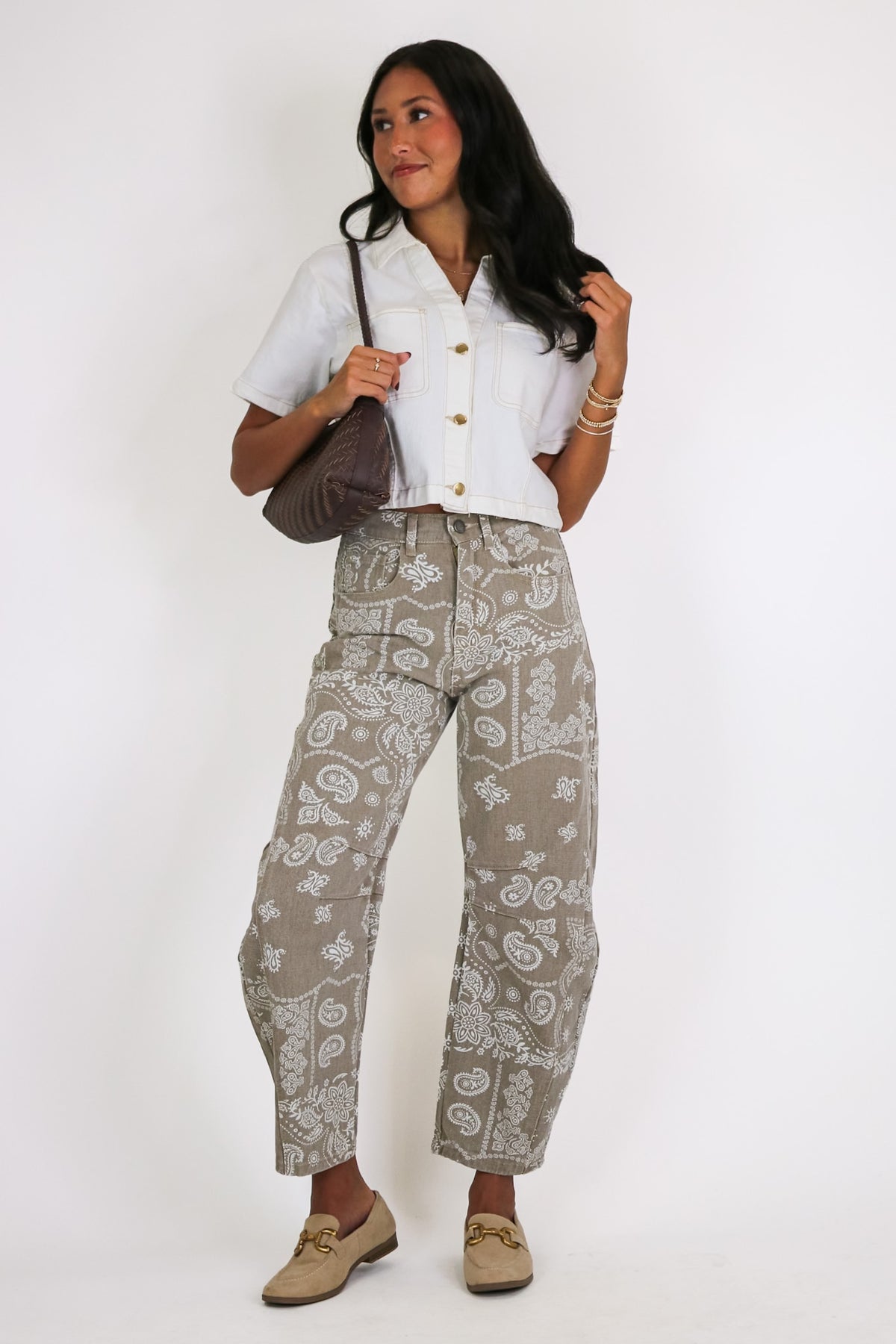Caravan Paisley Print Barrel Jeans