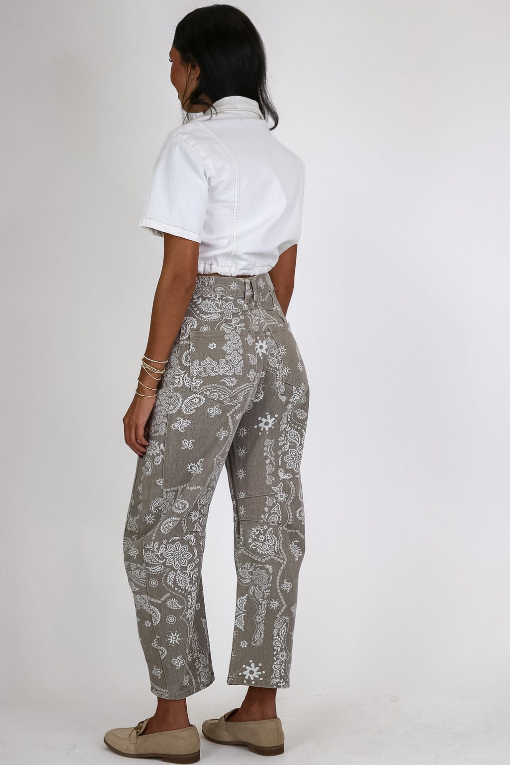 Caravan Paisley Print Barrel Jeans